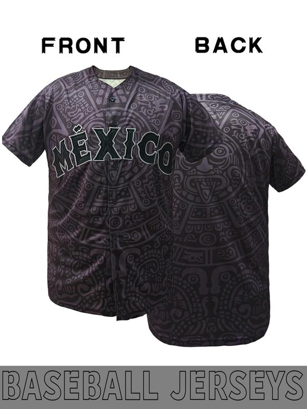 Men's baseball jersey with "MÉXICO" Embroidered with retro Mexican style, loose button cardigan suitable for sports and daily cultural wear, niche trend, Stylish jersey