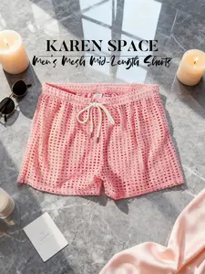 1pcs Men's Solid Color Mesh Cut-Out, Drawstring Design, Breathable Comfort, Sporty Style, Slim-Fitting, All Seasons, Soft Stretch Briefs