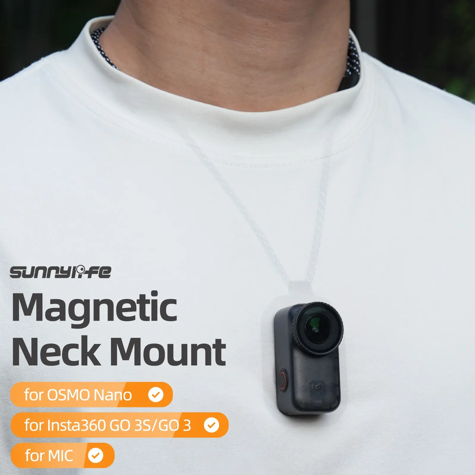 for DJI Osmo Nano/Go3S/Go3 Magnetic Neck Chest Mount, Action Camera, Photography Camera Accessories, Camera Shooting Accessory for Outdoor Sports Campus Photography, Holiday Travel, Easy Install, Free Neck Strap, Adjustable Lanyard, Hand Free Shooting