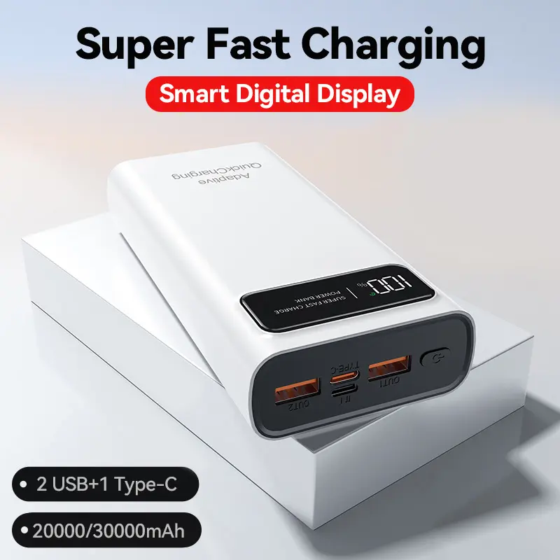 KAXOE 20000mAh Large Capacity Rechargeable Battery Pack - Fast-Charging Portable Emergency Power Bank with LED Display, Double USB-A, Type-C/Micro USB Inputs for Smartphones, Outdoor Charging Solution