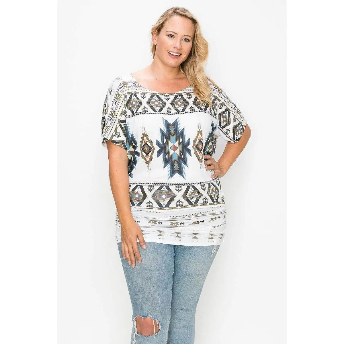 Geometric-tribal Sublimation Print Top
