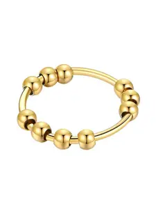 Rotatable Stainless Steel Ring for Women, Spinner Rings, 10pcs Beads Stress Relief Anxiety Finger Rings, Casual Plain Design, All Seasons Jewelry, Stackable Rings