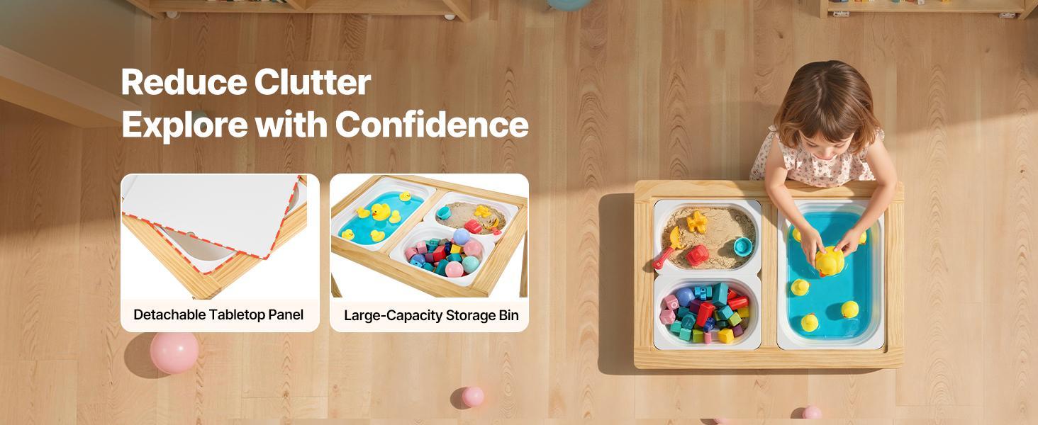 VEVOR Pine Folding Activity Table for Toddlers, Foldable Wooden Play Desk with Double-Sided Board, Storage Bins, Non-Slip Feet, Toddler Art Desk for Kids' Sand-Water Play, Drawing, Studying#BackToSchool VEVOR Pine Folding Activity Table for Toddlers, Foldable Wooden Play Desk with Double-Sided Board, Storage Bins, Non-Slip Feet, Toddler Art Desk for Kids' Sand-Water Play, Drawing, Studying#BackToSchool