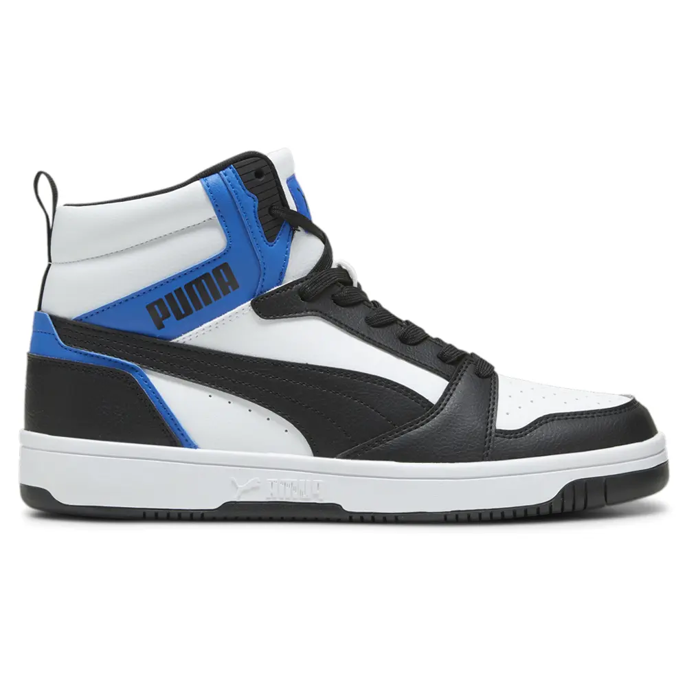 PUMA Mens Rebound V6 Mid Lace Up Basketball Sneakers Shoes Casual - Black, White