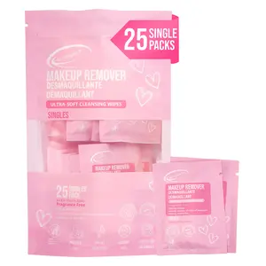 Air Jungles Makeup Remover Wipes Singles 25 Count, Gentle Removes Makeup and Oil, Ultra-Soft, Alcohol Free, Large 6" x 8" Wipe Size, daily cosmetic