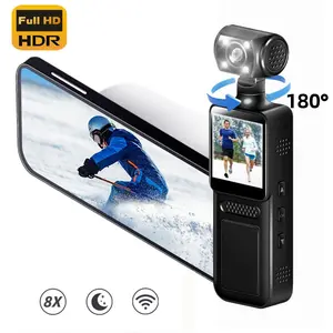 Portable 1080P Sports DV Camera, 180° Rotatable Lens Action Camera, WiFi Hotspot Action Recorder for Outdoor Shooting