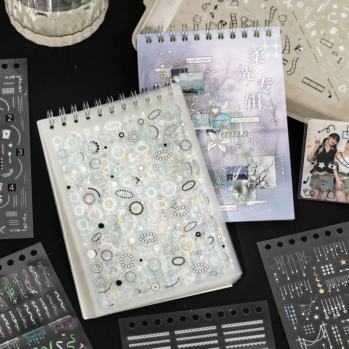 New Arrival 【Soft Glow Album】, PET coil die-cut sticker book with 30 pages of abundant stickers, decorative element stickers suitable for journals, laptops, suitcases and more