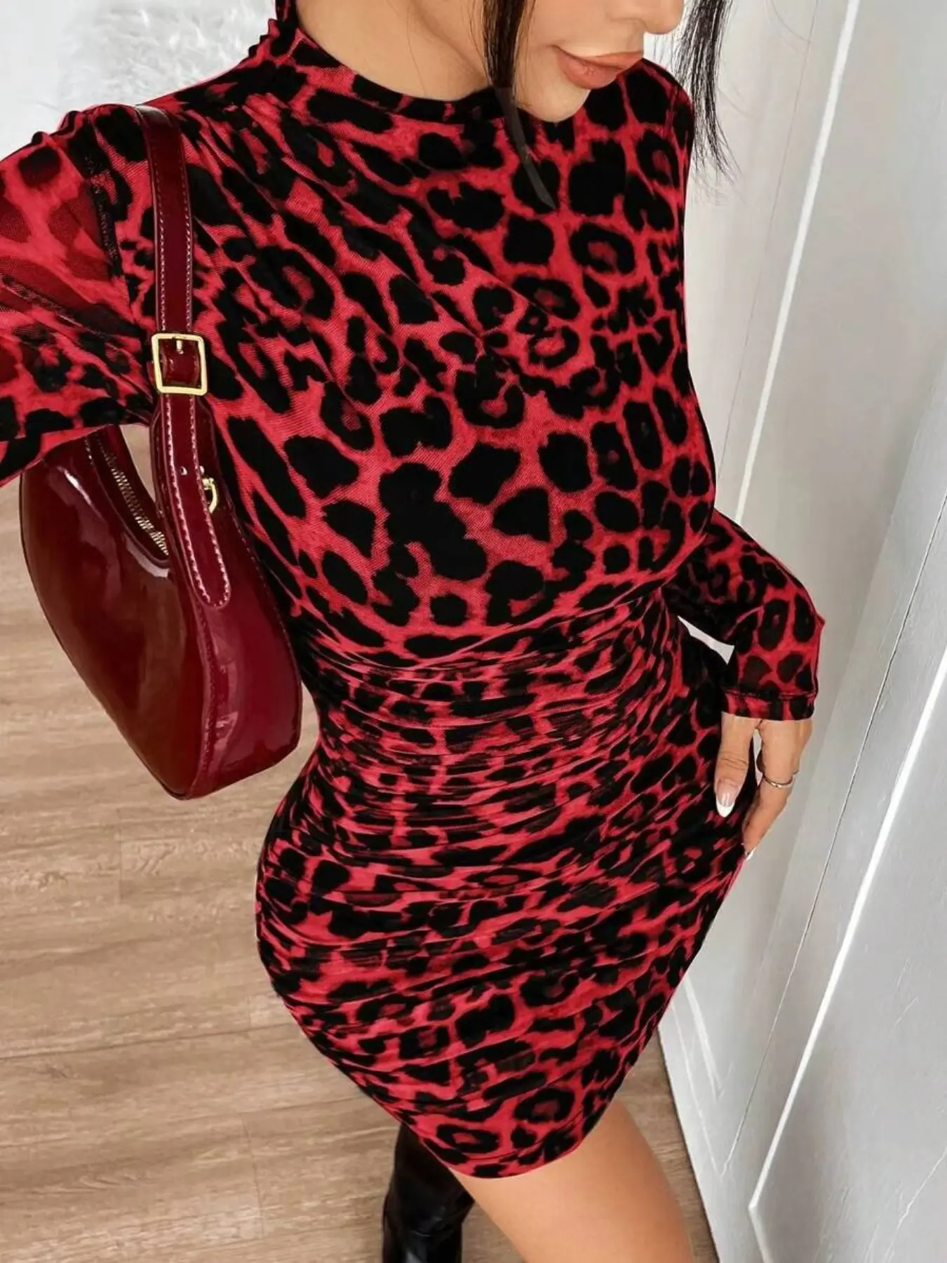 Tiger Print Mesh Ruched Long Sleeve Fashion Mini Dress, Stylish Women's Summer Dress, Bodycon Fit Dress, Casual Wear, Perfect for Parties and Daily - TikTok Shop Tiger Print Mesh Ruched Long Sleeve Fashion Mini Dress, Stylish Women's Summer Dress, Bodycon Fit Dress, Casual Wear, Perfect for Parties and Daily - TikTok Shop