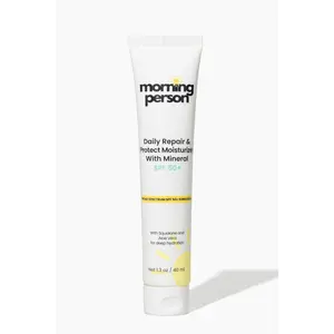 Morning Person Beauty Daily Repair & Protect Moisturizer with Mineral SPF 50+ 1.3 oz Non-Nano Silicone-Free Vegan Sunscreen Broad Spectrum