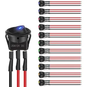 Nilight 12pcs Rocker Toggle Switch 3Pins 12V 20A Wired Round LED Light Power On Off Switches SPST for Car Truck Vehicle Trailer RV Marine Boat Yacht with 36pcs Wires