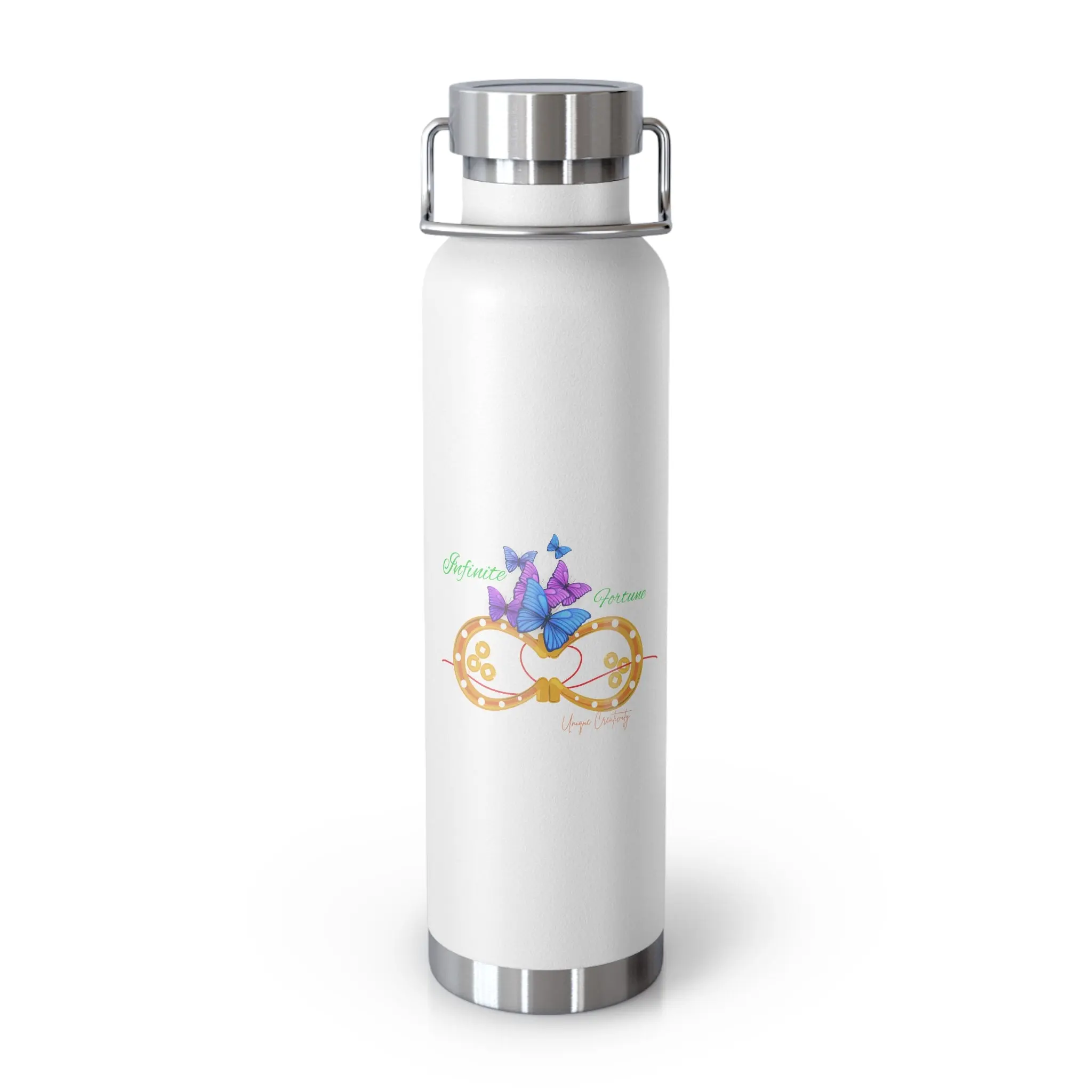Infinite Fortune™ Stainless Steel Water Bottle Butterfly & Infinity Logo Leak-Proof, Eco-Friendly, 20oz Hydration Bottle