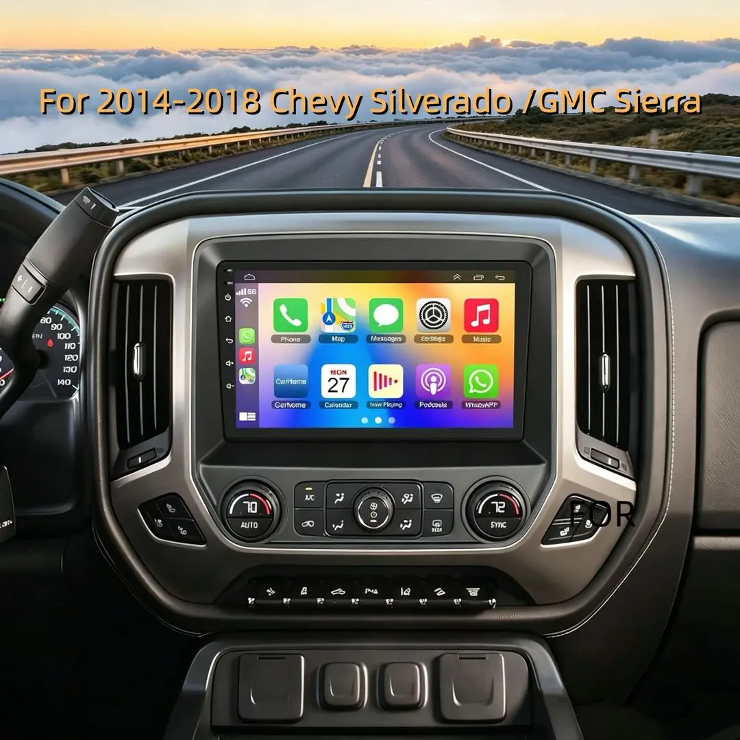 10.1"Car Radio for Chevrolet Silverado GMC Sierra 2014-2018, Android13/Wireless CarPlay/Android Auto/Touch Screen/GPS Navigation/Bluetooth/FM/HD Backup Camera Dashboard Upgrade