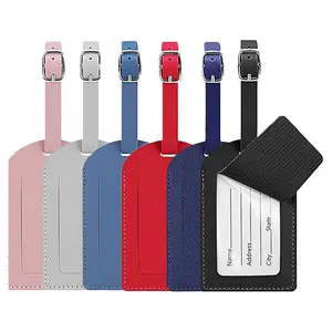 Leather 6 Pack Luggage Tags for Suitcases - TSA Approved, Personalized Travel Tags with Double-Sided Name & Address, Privacy Cover, Waterproof PVC