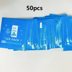 50pcs Self-Sucking Mini Ice Packs, Disposable No Water Needed, Fresh Food Preservation, Cold Chain Shipping, Airline Small Ice Pouches