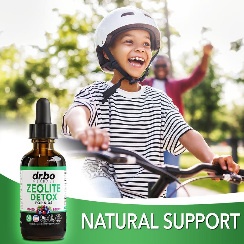 Dr. Bo Zeolite Detox Liquid Drops - Berry Flavored Daily Cleanse with Vitamin D & B12 - Energy, Mental Clarity & Immune Support - 60 Servings