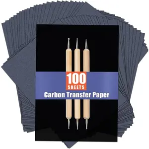 100 Sheets Carbon Paper Sheets, Carbon Transfer Paper with 3PCS Embossing Stylus for DIY Woodworking, Paper, Canvas and Other Art Craft Surfaces(7.3 by 10 Inch)