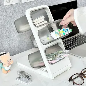 1 Count Creative Desk Storage Box, Desk Organizer for Home Office School, Desk Accessories, Marker Holder for Home Office School, Stationary Organizer Holder,Multi-Compartment Pen Container