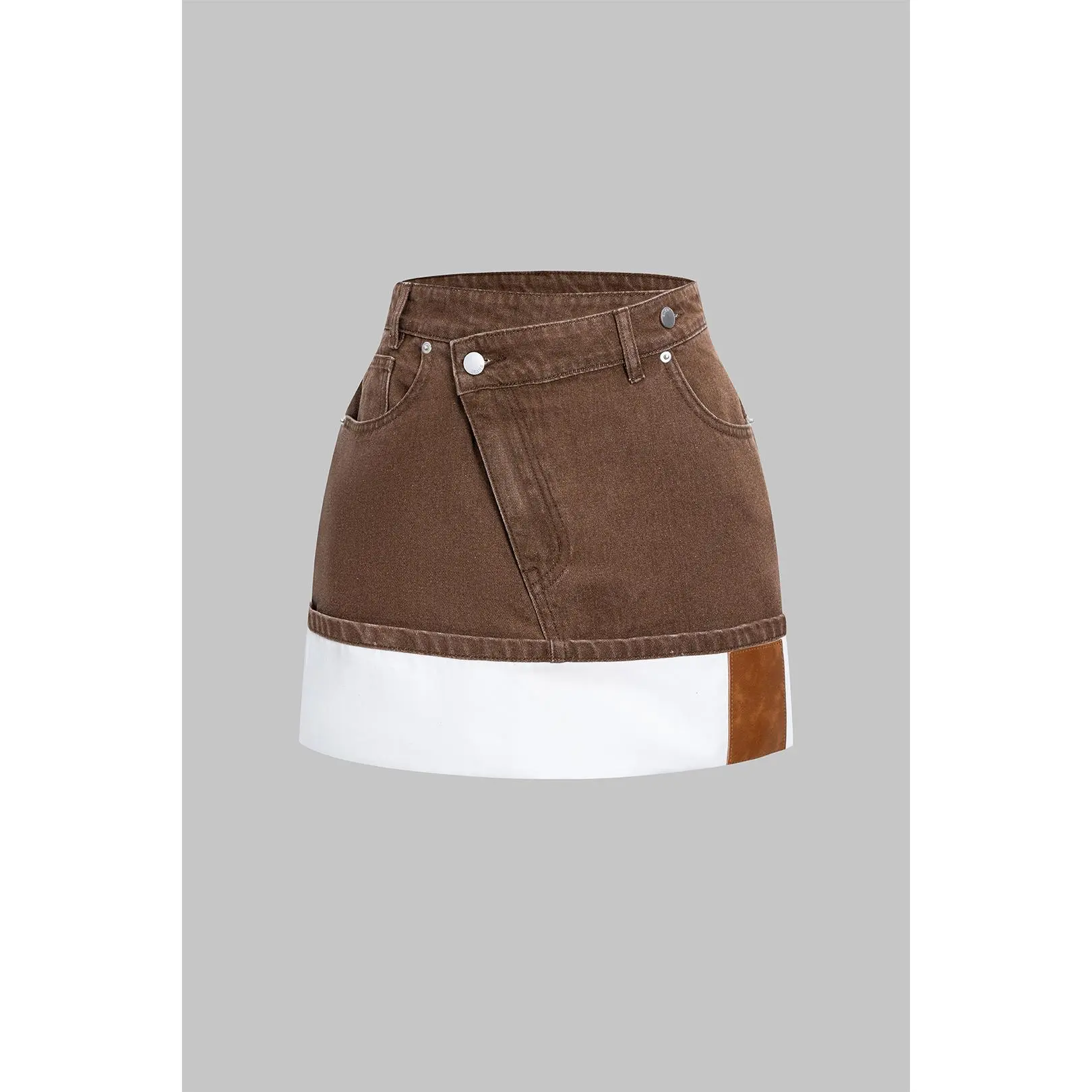 Denim Asymmetrical Patchwork Zipper Skirt