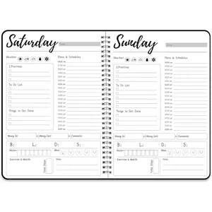 Work Planner - Daily & Weekly Spiral Planner with Hourly Schedules, , Tasks, Expense , Undated 7 Days Planner Start Anytime, Self-Care Calendar for Organizing Meals, Water Take-in, Mood, Exercise & , Flexible PVC  Cover, 10 x 7.3 inches