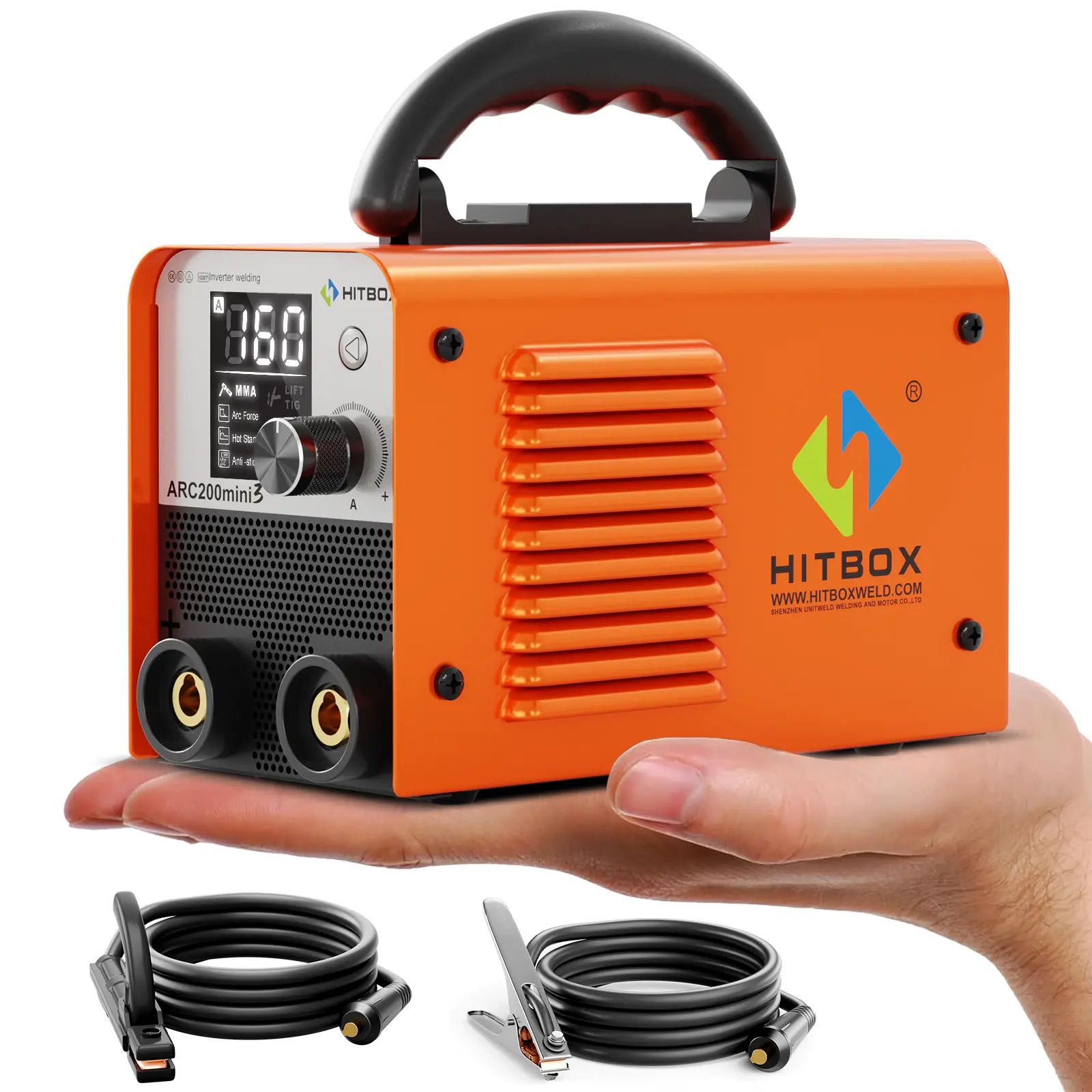 HITBOX ARC200MINI3 2-in-1 DC Inverter Portable Welding Machine - 110V Ultra Mini MMA Lift TIG Stick Welder, DC Inverter Welder, with Arc Force, Hot Start, Anti-Stick, IGBT, LCD Display, Alarm LED, for Beginners, Home Repairs