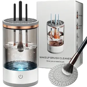 1Pc Automatic Electric Makeup Brush Cleaner USB Rechargeable Portable Makeup Brush Cleaner Machine Eye Shadow Brush Cleaning Tool Lazy Cleaning Brush Washer Quick Dry Tool Cosmetic Compact Cleansing Handy