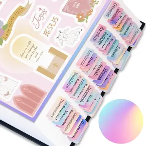 Bible Tabs with Unique Stickers, Bible Tabs for Women, Laminated Bible Tabs, Christian Gifts, Large Print Bible Tabs for Easy Navigation, Bible Book Index Tabs Labels, Bible Study Supplies (Rainbow)