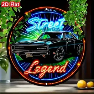 Vintage Retro Neon Muscle Car Aluminum Sign High Quality Wall Art Plaque Street Legend Design Home Garage Bar Decor