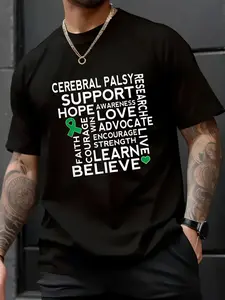 Unisex 100% Cotton Cerebral Palsy Awareness Support Ribbon T-Shirt – Soft Touch, Relaxed Fit, Popular TikTok Streetwear Tee