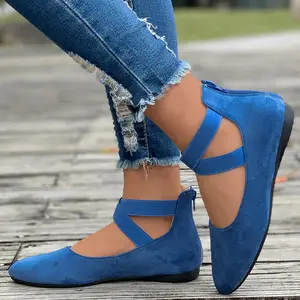 Women's Hollow Flock Flat Shoes Round Toe Shallow Thin Soft Sole Shoes Solid Color Casual Shoes Elegant Office Ladies Footwear