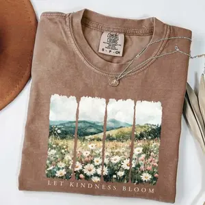 Comfort ColorsLet Kindness Bloom T-Shirt,Be Cool Be Kind Retro Flower T-Shirt,Be Cool Tee Gift, Inspiration Women Shirt,Floral Kindness Tee