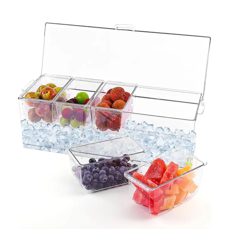 Transparent 5-Compartment Divided Serving Tray Food Storage with Lid, 5 Forks, 2 Clips - BPA-Free Plastic Utensils & Containers for Food, Meal Prep Containers, Party Use, Easy Clean, Portable, Durable Kitchenware