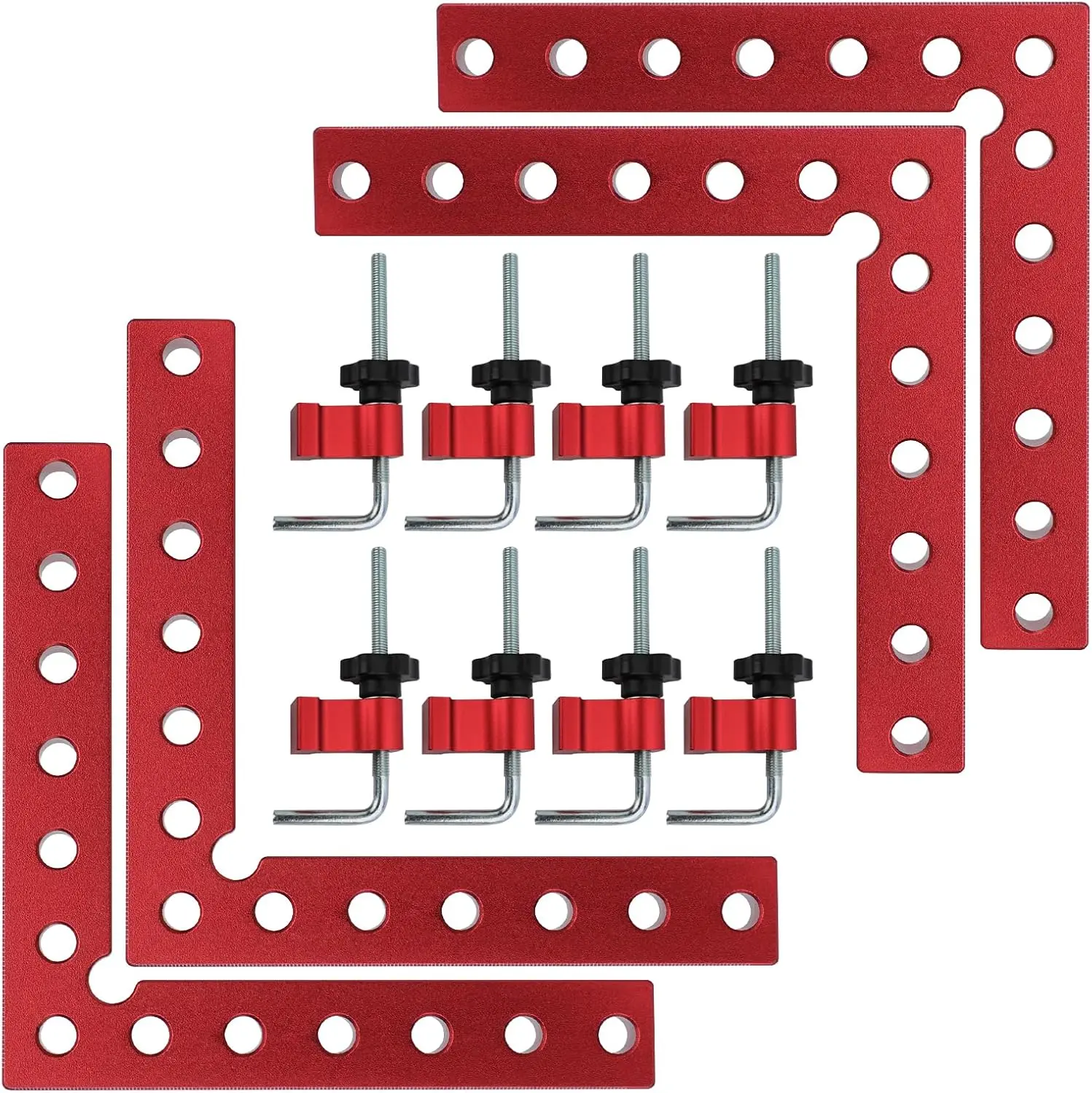 GJANSH Corner Clamp for Woodworking,90 Degree Right Angle Clamps，4 Pack 5.5" x 5.5" Aluminum Alloy Woodworking Carpenter, Positioning Clamping Square Tool for Picture Frames, Boxes, Cabinets or Drawers