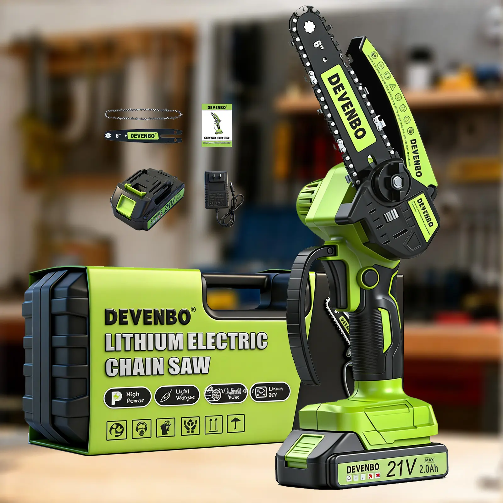 DEVENBO 1-Battery-plastic box Electric Chainsaw