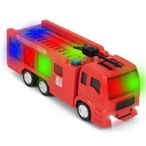 Toysery Fire Truck Toy, Realistic Fire Trucks Toddler Toys, Siren Head Toy with Vivid Lights, Bump and Go