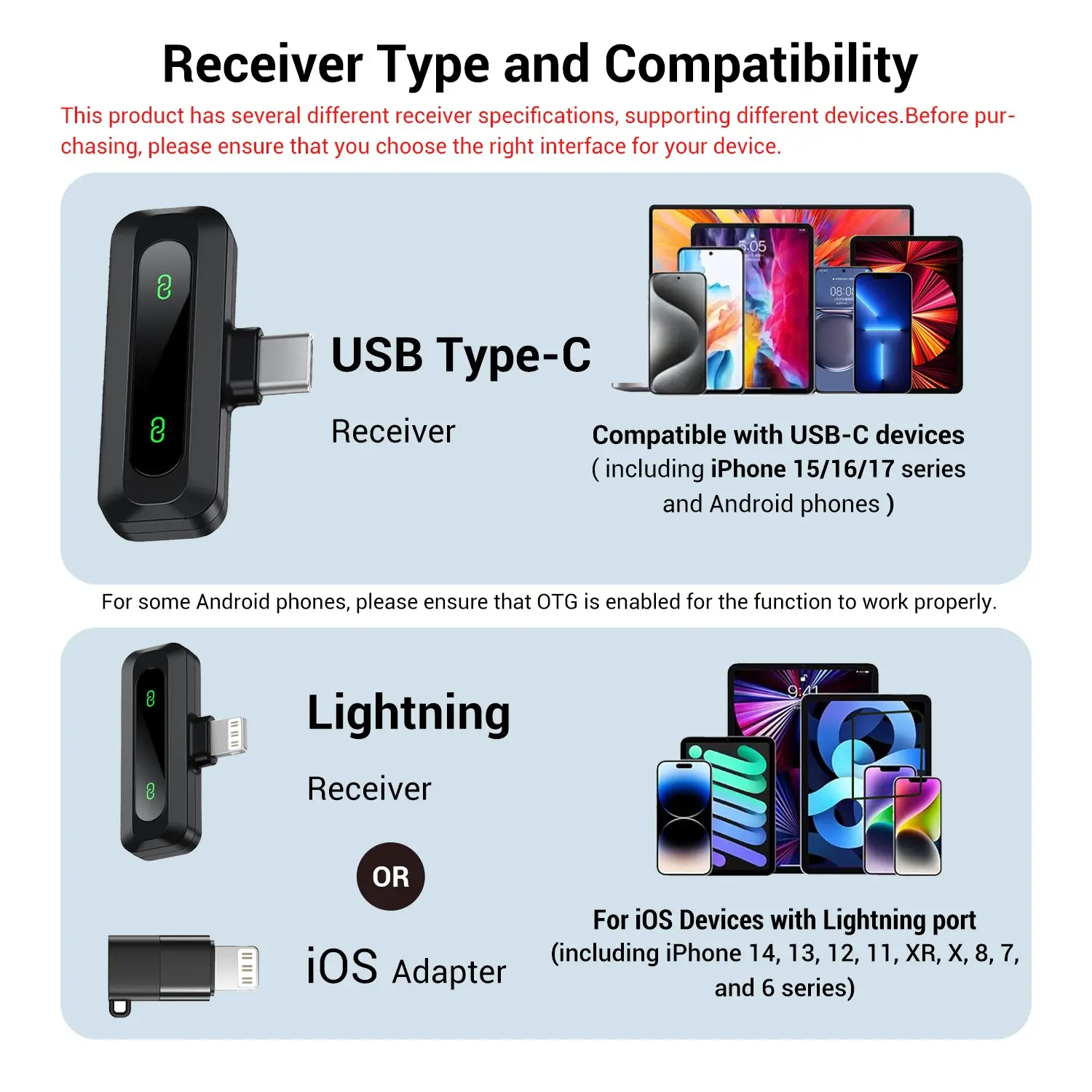 Wireless Microphone, Professional Lapel Mic for iPhone and Android, Wireless Microphone for Video Recording, Teaching, Interviews and Podcasts, Rechargeable Wireless Mic