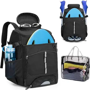 GOBUROS Swim Backpack for Men and Women, Swim Bag with Additional PVC Transparent Bag and Separate Shoe Space for Swimming, Beach,Gym, and Workout Gear