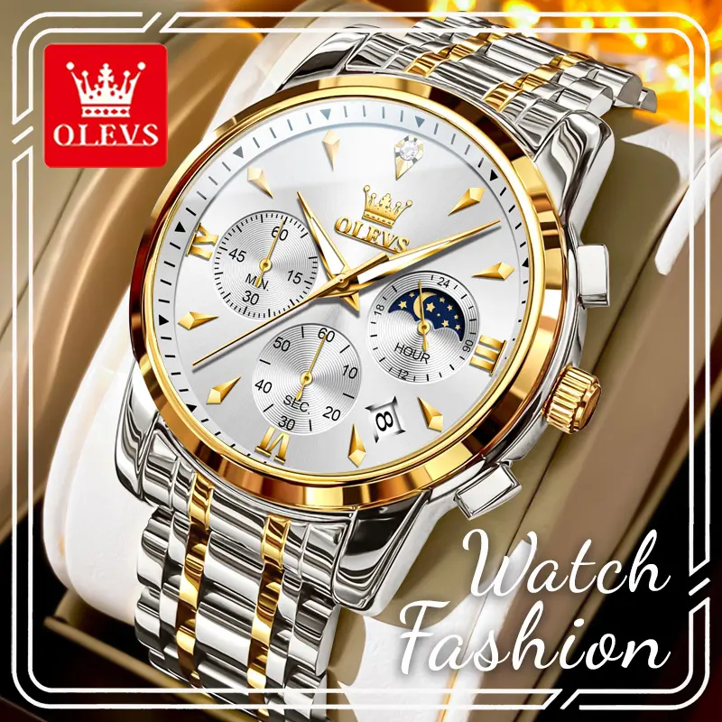 OLEVS men's watch official authentic fashion casual high-end watch temperament waterproof luminous men's watch 3639 Elegant Round Dial