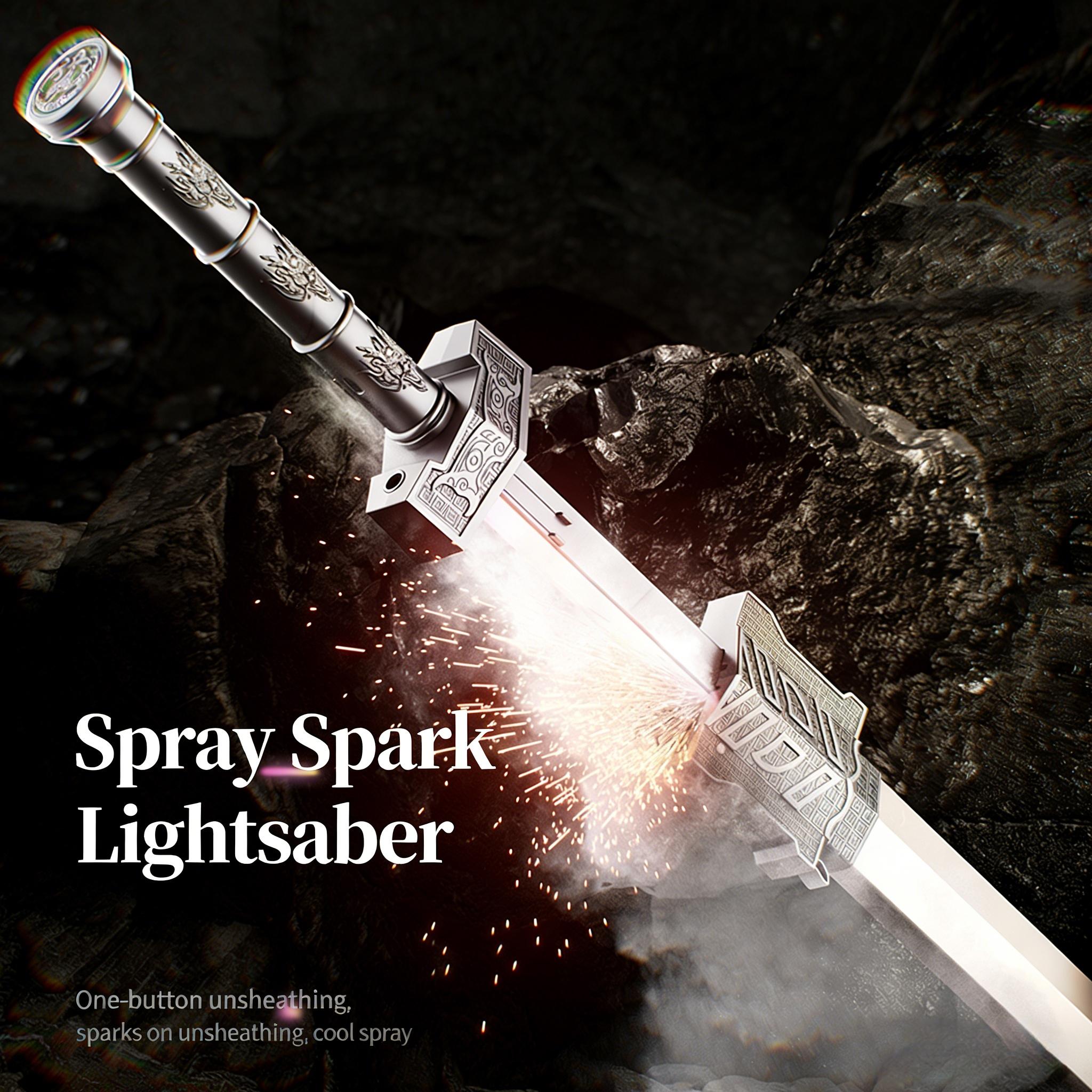 SparkBlade Samurai LED Lightsaber Toy Cyberpunk Katana - 34" Light-Up Propfor Cosplay, Raves & Festivals RGB Lights Durable CollectibleItem US In Stock, Perfect Easter Gift Multi-Color Colorful