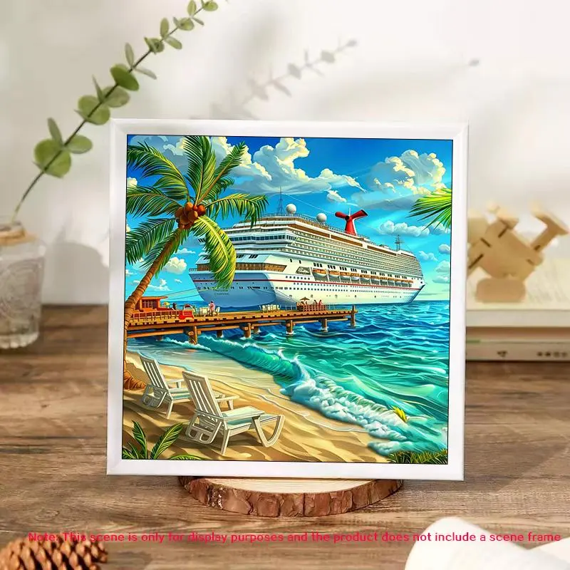Cruise Ship Pattern DIY Diamond Arts Colorful Painting Kit without Frame, 5D Diamond Arts Colorful Painting Kit, Wall Art Decor for Home
