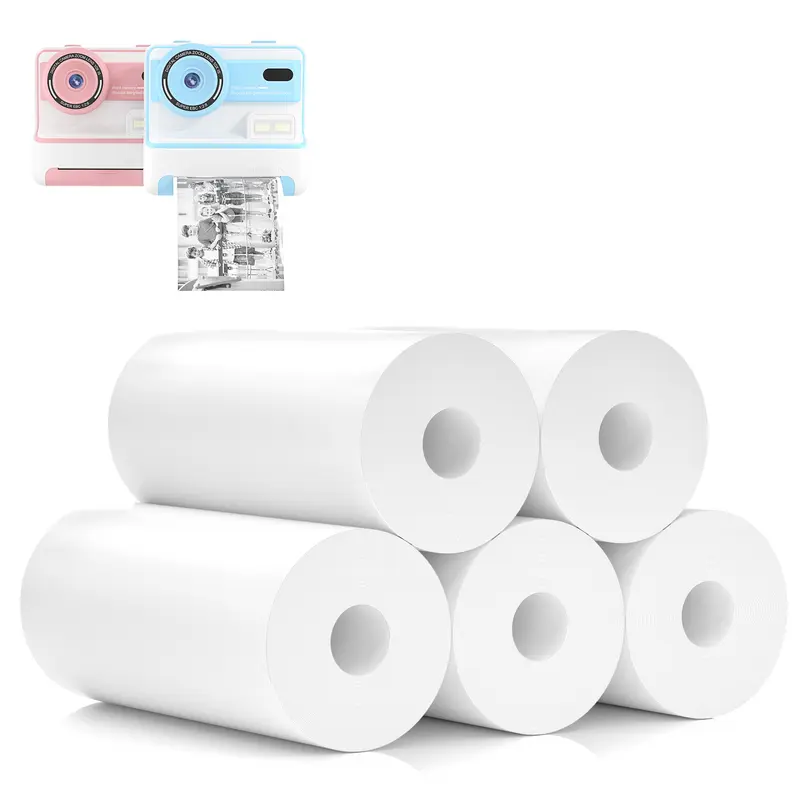 5 Rolls Kids Camera Thermal Printer Paper - Satin White, Compatible with Most Kids Cameras, Photobooth Photographic Kit