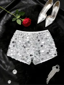 Women's Sequin Elegant Sexy Fashion Shorts, Perfect for Christmas Thanksgiving Party Work Multi-Occasion Wear, Fall & Winter New Arrival