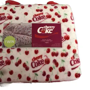 Cherry Coke Fleece Bed Sheets- TWIN