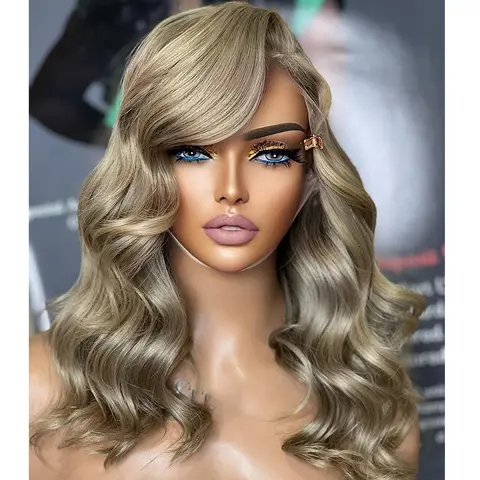 Ash Blonde Loose Body Wave Lace Frontal Wigs Natural Wave 13x4 Lace Front Wig Hairstylist Works Elegnt Short Wigs HD Transparent Lace Pre plucked For Woman