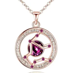 Leafael Superstar Zodiac Constellation Pendant Necklace Made with Premium Crystal Horoscope Jewelry Gold or Rose Gold Plated 18 2