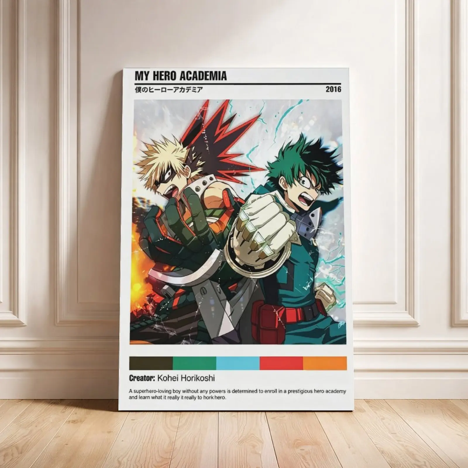 Anime poster My Hero Academia Retro Movie Card Poster, Midoriya Izuku Vs Bakugo Katsuki Canvas Print, Vintage Anime Wall Art, Boku No Hero Academia Manga Decor, Teen Boys Bedroom Gaming Room Man Cave Unframed Anime Wall Poster