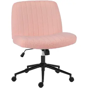 Criss Cross Office Chair, Chair with Wheels, Wide Armless Home Office Desk Chair with Dual-Purpose Base, Swivel Height Adjustable