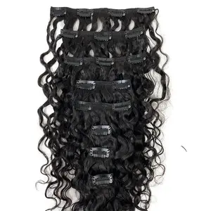 Water Wave Human Hair Clip In Extensions - Fashion Accessory