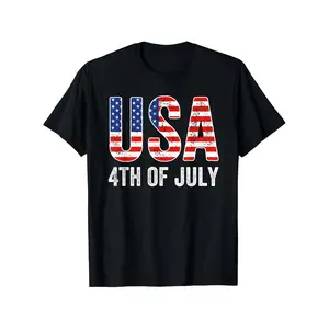 USA Flag United States America 4TH OF JULY Cotton T-shirt for Women Men 250th Anniversary America 1776 2026 USA Flag Independence Day Casual Round Neck Tee Funny Print Perfect Gift for Pet L Same Style for Men and Women Summer Short-sleeved