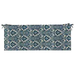 RSH Décor Foam Bench Cushion 72”x18”x3” for Indoor/Outdoor Use - Ashmore Marine Blue with Ties, Made in USA
