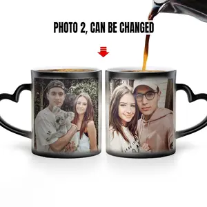 2026  1pc Personalized Photo Changing Mug - Custom Picture Reveals When Hot/Cold Beverages Are Added, Heart-Shaped Handle, 11oz Ceramic Cup - Ideal Gift for Father's Day, Mother's Day, Graduation, Anniversary, Wedding - Keeps Drinks Warm/Cold Longer - Per